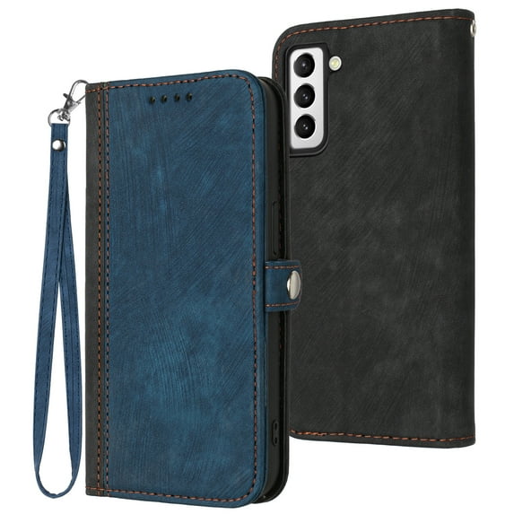 Allytech Galaxy S24 Plus Flip Cover Case, Premium PU Leather Kickstand Wrist Strap Card Holder Slots TPU Interior Folio Magnetic Wallet Phone Case for Samsung Galaxy S24 Plus/S24+ 5G 6.7-inch, Blue