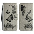 thumbnail image 1 of Allytech Galaxy S24 Plus Wallet Case,  PU Leather Butterfly Embossed Flip Folio Stand Protective Shockproof Cards Holder Hand Wrist Bumper Phone Case Cover for Samsung Galaxy S24 Plus - Gray, 1 of 7