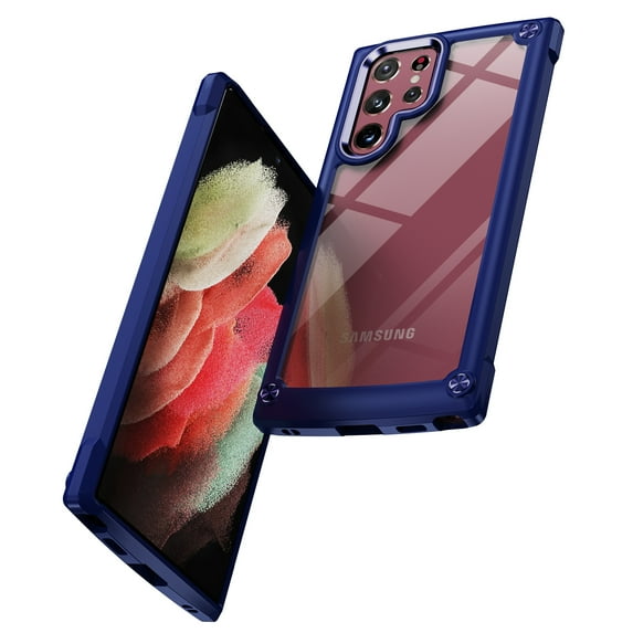 Allytech Galaxy S24 Ultra Case, Military Grade Protection Shockproof TPU Clear Back Cover Anti-slip Armor Bumper Case for Samsung Galaxy S24 Ultra - Blue