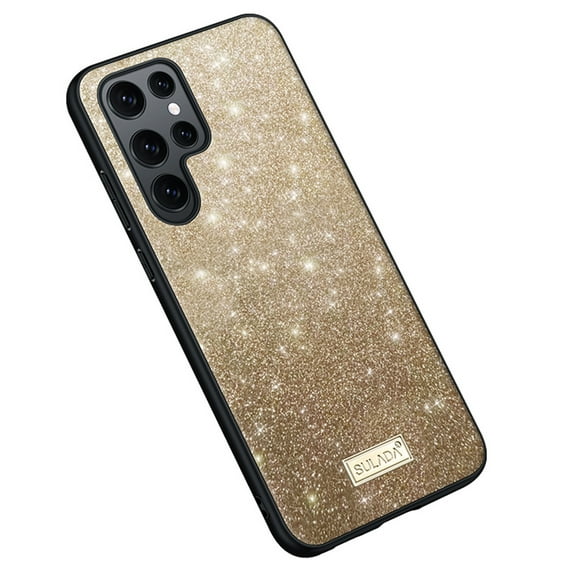 Allytech Galaxy S24 Ultra Glitter Case for Girls Women, Bling Design Hard Shell Slim Bumper Anti-Scratch Shockproof Fashion Phone Case Cover for Samsung Galaxy S24 Ultra, Gold
