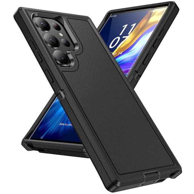 Allytech Galaxy S24 Ultra Rugged Case, Hybrid Dual Layers Shockproof Anti-Scratch Bumper Heavy Duty Protective Phone Case for Samsung Galaxy S24 Ultra - Black