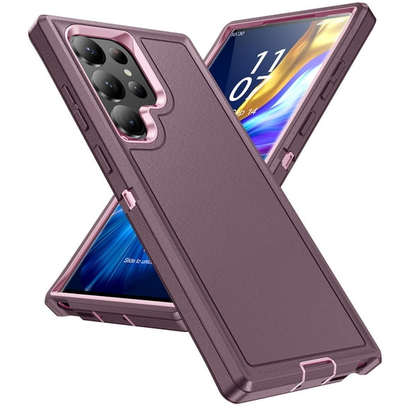 Allytech Galaxy S24 Ultra Rugged Case, Hybrid Dual Layers Shockproof Anti-Scratch Bumper Heavy Duty Protective Phone Case for Samsung Galaxy S24 Ultra - Purple