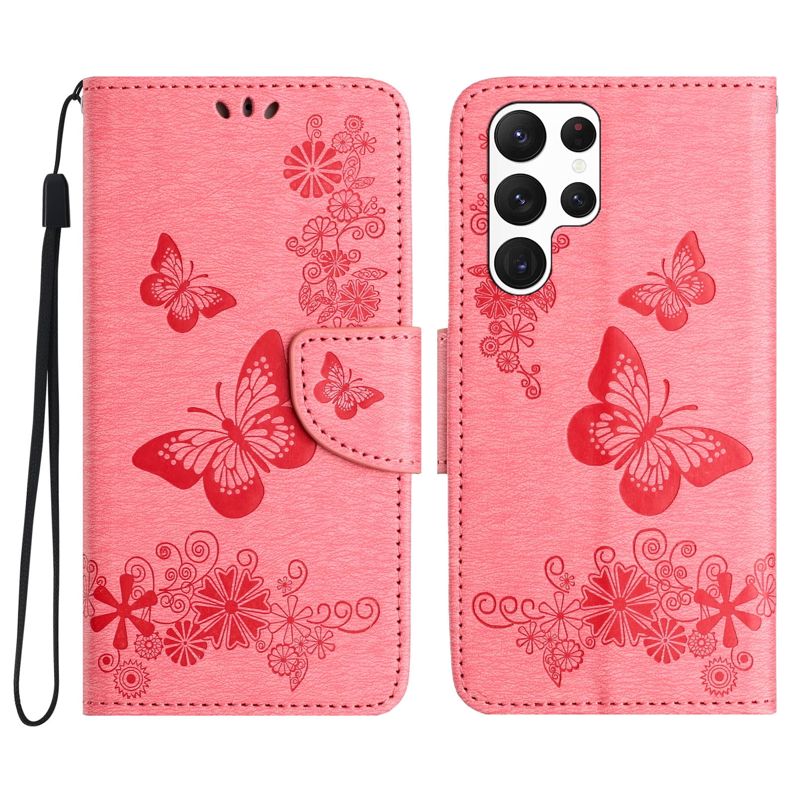 Allytech Galaxy S24 Ultra Wallet Case, PU Leather Butterfly Embossed ...