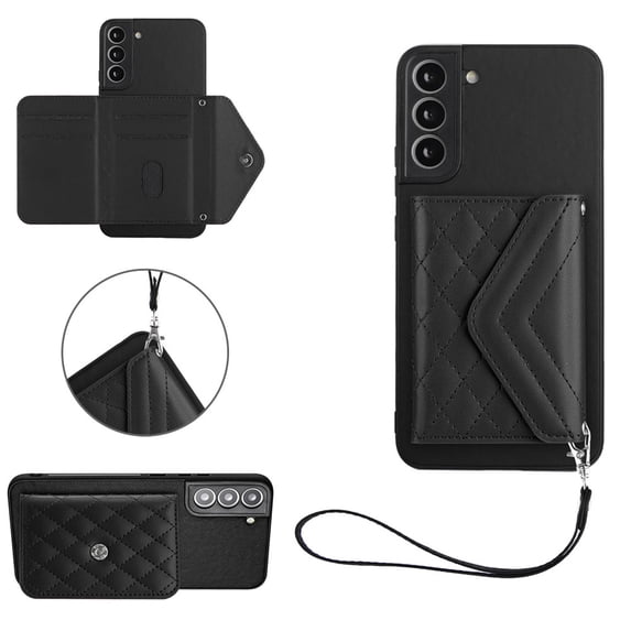 Allytech Galaxy S24 Wallet Case with Hand Wrist, Back Cover with Cards Slots Holder Luxury PU Leather Shockproof Anti-Scratch Bumper Phone Case for Samsung Galaxy S24, Black