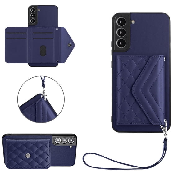 Allytech Galaxy S24 Wallet Case with Hand Wrist, Back Cover with Cards Slots Holder Luxury PU Leather Shockproof Anti-Scratch Bumper Phone Case for Samsung Galaxy S24, Blue