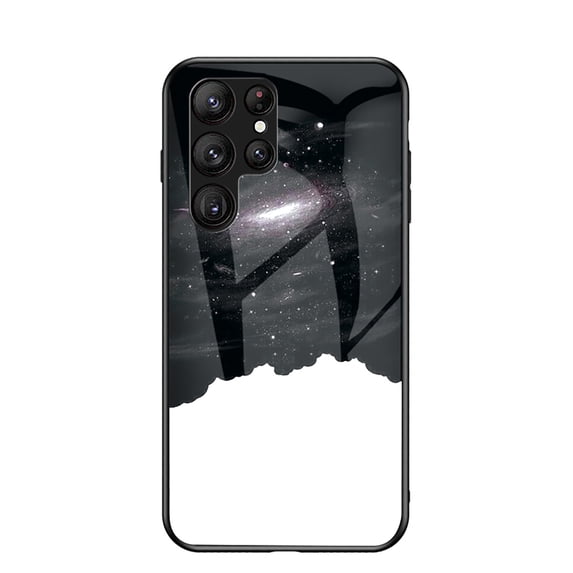 Allytech Galaxy S25 Ultra Case, Tempered Glass Back Cover Galaxy Pattern Design Slim Fit Shockproof Anti-Scratch Bumper Phone Case for Samsung Galaxy S25 Ultra