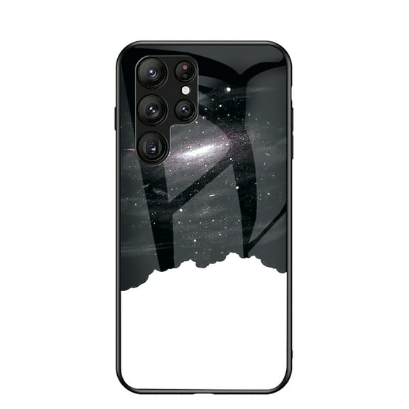 Allytech Galaxy S25 Ultra Case, Tempered Glass Back Cover Galaxy Pattern Design Slim Fit Shockproof Anti-Scratch Bumper Phone Case for Samsung Galaxy S25 Ultra