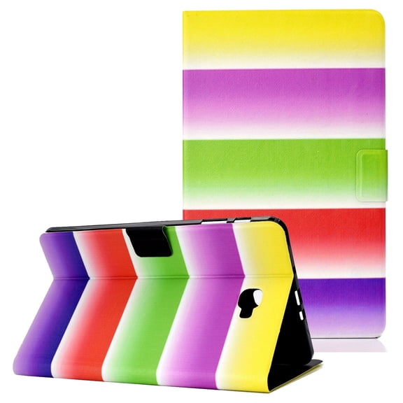 Allytech Galaxy Tab A 10.1 Inch T580/T585 Cases and Covers, PU Leather Smart Cover Auto Sleep Folio Kickstand Shockproof Cards Pocket Wallet Case Shell for Samsung Galaxy Tab A 10.1", Rainbow