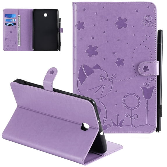 Allytech Galaxy Tab A 8.0 20108 Case SM-T387 (Not for T380), PU Leather Folio Flip Cover Folding Stand Pencil Holder Shockproof TPU Back Cover for Samsung Galaxy Tab A 8.0 T387, Purple