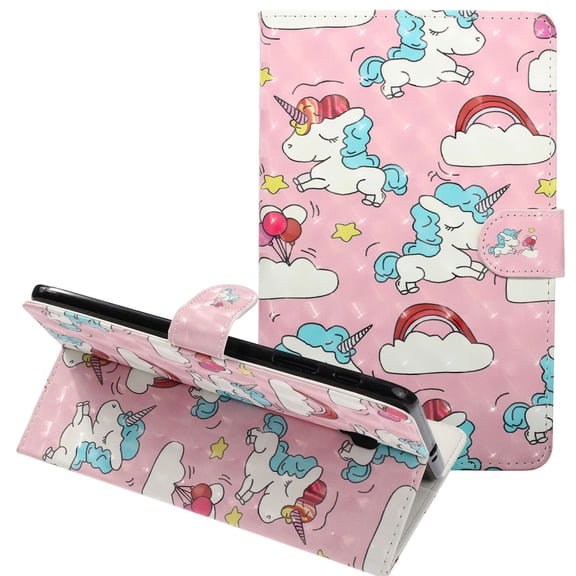 Allytech Galaxy Tab A 8.0 Case T380/T385 2017 Released, PU Leather Slim Folio Kickstand Smart Shell Auto Sleep Wake Protective Cards Pocket Wallet Case for Samsung Galaxy Tab A 8.0, Unicorns