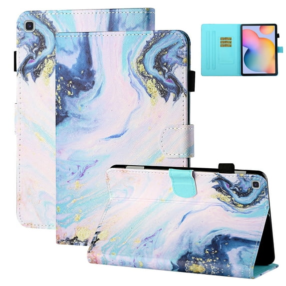 Allytech Galaxy Tab A 10.1" 2019 Released Case Model SM-T510 T515, Slim Fit Shockproof Multi Angle Kickstand Folio Flip Patterned Cover Case for Samsung Galaxy Tab A 10.1 T510, Marble