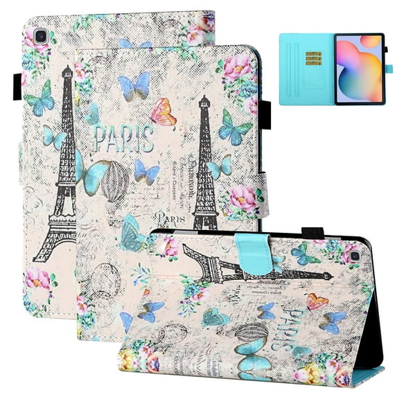 Allytech Galaxy Tab A 10.1" 2019 Released Case Model SM-T510 T515, Slim Fit Shockproof Multi Angle Kickstand Folio Flip Patterned Cover Case for Samsung Galaxy Tab A 10.1 T510, Butterfly Tower