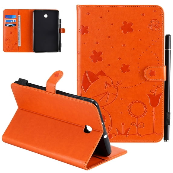 Allytech Galaxy Tab A 8.0 20108 Case SM-T387 (Not for T380), PU Leather Folio Flip Cover Folding Stand Pencil Holder Shockproof TPU Back Cover for Samsung Galaxy Tab A 8.0 T387, Orange