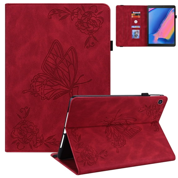 Allytech Galaxy Tab A 8.0 2019 Case T290 T295, PU Leather Slim Fit Lightweight Shockproof Full Protection Multi Anglge Viewing Stand TPU Back Cover Case for Samsung Galaxy Tab A 8.0 2019 T290,Red