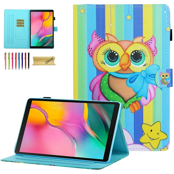 Allytech Galaxy Tab A 8.0 2019 Case, T290 T295 Case, PU Leather Slim Folio Multi Angle Stand Protection TPU Back Cover Case for Samsung Galaxy Tab A 8.0 2019 Released Without S Pen Model,Colorful Owl