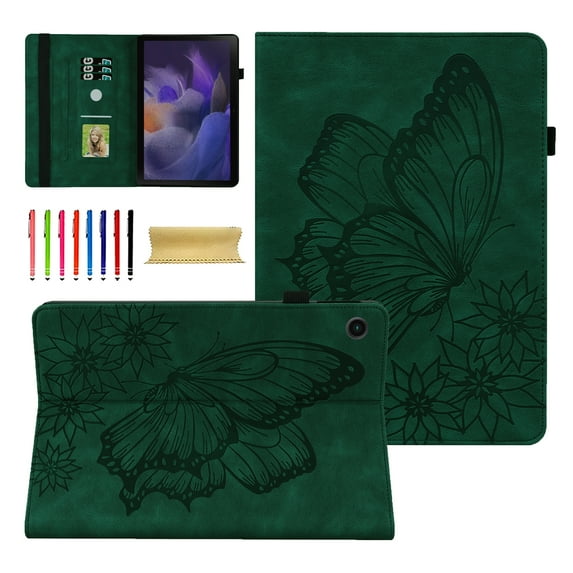Allytech for Galaxy Tab A7 10.4" Case SM-T500 T505 T507, Slim Fit Multi Angle Viewing Stand Flip Cover Protective Shockproof Butterfly Design Cases for Samsung Galaxy Tab A7 10.4" - Green