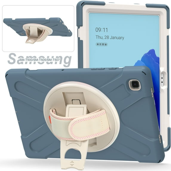 Allytech Galaxy Tab A7 10.4" Case with Screen Protector, SM-T500 T505 T507 Case, Shock-absorbing Rugged Kickstand Hand Strap Defender Case Cover for Samsung Galaxy Tab A7 10.4" T500, Blue
