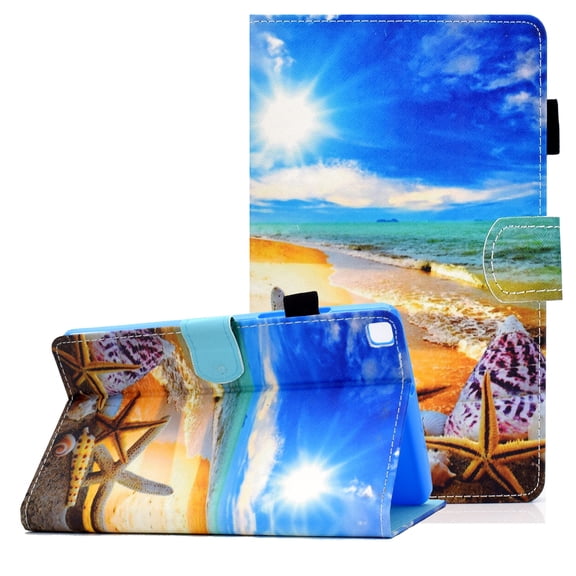 Allytech Galaxy Tab A7 10.4-Inch 2020 Case SM-T500 T505 T507, Slim Shell PU Leather Folio Flip Cover Protective Pen Holder Multi Angle Viewing Stand Case for Samsung Galaxy Tab A7 10.4" T500, Beach