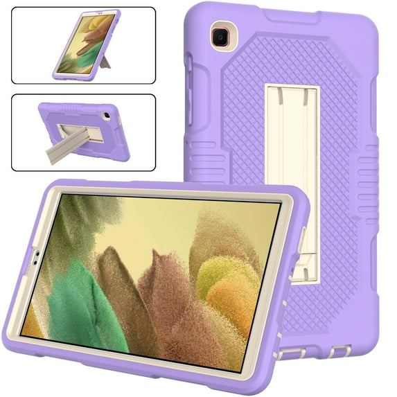 Allytech Galaxy Tab A7 Lite 8.7" T220 T225 Case with Screen Protector PET Film, Heavy Duty Protection Shockproof Kickstand Rugged Shockproof Back Cover Case for Samsung Galaxy Tab A7 Lite 8.7"Purple