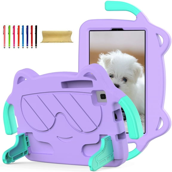 Allytech Galaxy Tab A7 Lite Case 8.7" 2021 SM-T220 T225 T227 - Kids Toddler Friendly Shockproof Bumper EVA Foam Kickstand Handle Protective Case Cover for Samsung Galaxy Tab A7 Lite 8.7" - Lightpurple