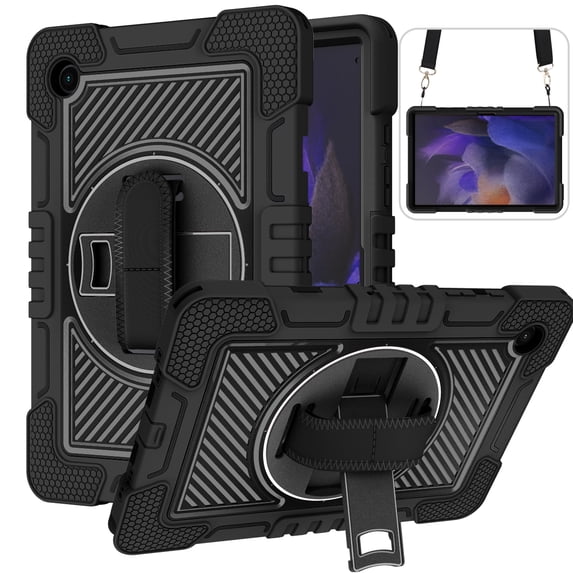 Allytech Galaxy Tab A8 10.5" Case 2022 SM-X200, Rugged Heavy Duty Shockproof With Shoulder Hand Strap Rotating Stand Drop Protection Kids Children Proof Case Cover for Samsung Galaxy Tab A8 10.5"