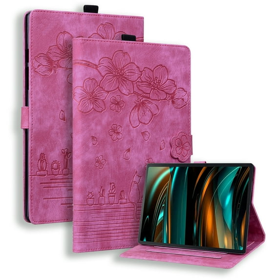 Allytech Galaxy Tab A8 10.5" Case X200 X205, PU Leather Kickstand Shockproof Flip Cover Pencil Holder Full Body Protective Wallet Case for Samsung Galaxy A8 10.5" SM-X200 X205 (2022) - Rose