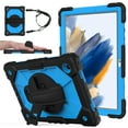 thumbnail image 1 of Allytech Galaxy Tab A8 2022 Case for SM-X200/SM-X205/SM-X207, Hard PC + Soft Silicone Children Friendly Adjustable Hand Strap/Shoulder Strap Rugged Case for Samsung SM-X200 10.5" 2022, Black Blue, 1 of 6