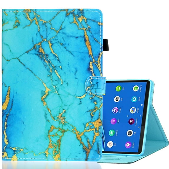 Allytech Galaxy Tab A8 Case 10.5" SM-X200 X205 X207, Slim Fit PU Leather Flip Cover Auto Sleep Wake Shockproof Protection Kickstand Pencil Holder Case for Samsung Galaxy Tab A8 10.5-Inch - Gold Marble