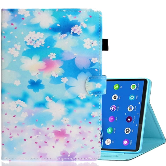 Allytech Galaxy Tab A8 Case 10.5" SM-X200 X205 X207, Slim Fit PU Leather Flip Cover Auto Sleep Wake Shockproof Protection Kickstand Pencil Holder Case for Samsung Galaxy Tab A8 10.5-Inch - Flowers