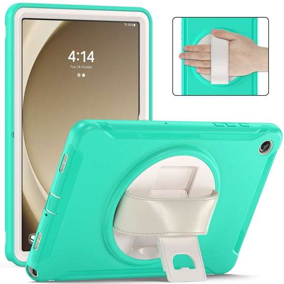 Allytech for Galaxy Tab A9 8.7" Case SM-X110 X115, Heavy Duty Shockproof Rotating Kickstand Kids Friendly Rugged Hybrid PC TPU Back Cover Case for Samsung Galaxy Tab A9, Mintgreen