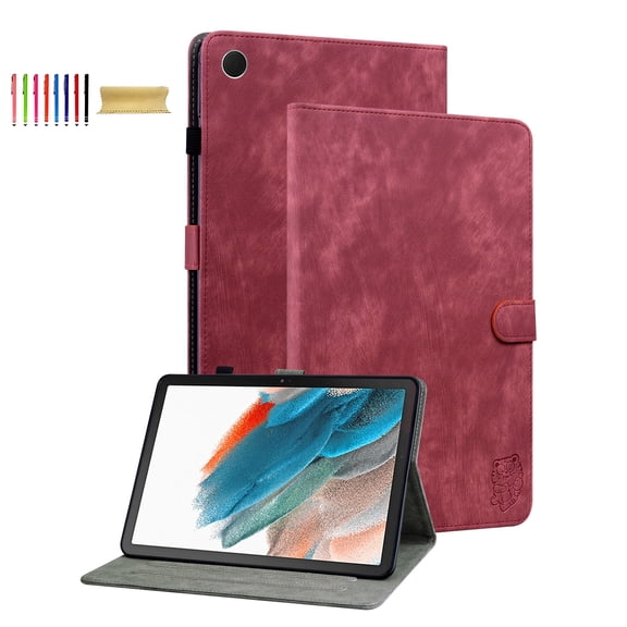 Allytech Galaxy Tab A9 Case 8.7" 2023 Released SM-X110 X115, Slim Fit PU Leather Shockproof Multi Angle Stand Cards Slots Pencil Holder Case Cover for Samsung Galaxy Tab A9 - Red