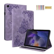 Allytech Galaxy Tab A9 Case, PU Leather Slim Fit Butterfly Shockproof Multi Angle Viewing Stand Protective Pen Holder Flip Cover Case for Samsung Galaxy Tab A9 8.7 SM-X110 X115 - Purple