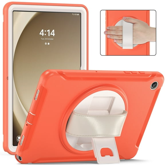 Allytech for Galaxy Tab A9 Plus 11" Case SM-X210 X215, Heavy Duty Shockproof Rotating Kickstand Kids Friendly Rugged Hybrid PC TPU Back Cover Case for Samsung Galaxy Tab A9+, Coral