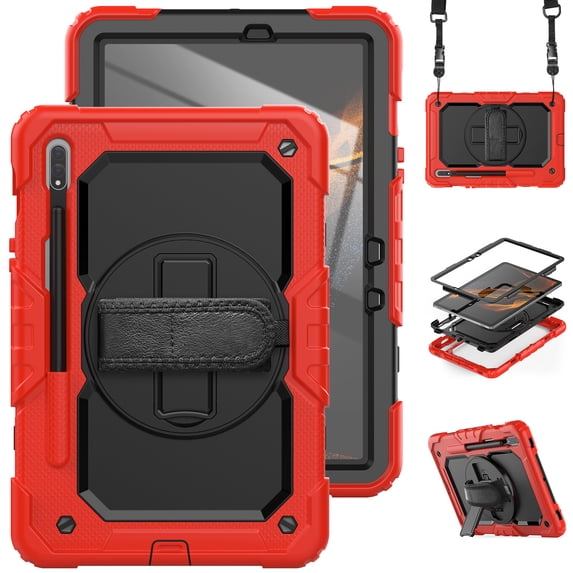 Allytech Galaxy Tab S8 2022 / Tab S7 2020 11 Inch Case (SM-X700/706/T870/T875) with Screen Protector, Rugged Shockproof Strap Rotating Kickstand Protective Cover for Samsung Galaxy Tab S8/ Tab S7