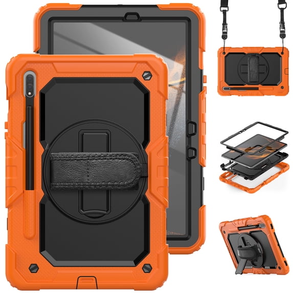 Allytech Galaxy Tab S8 2022 / Tab S7 2020 11 Inch Case (SM-X700/706/T870/T875) with Screen Protector, Rugged Shockproof Strap Rotating Kickstand Protective Cover for Samsung Galaxy Tab S8/ Tab S7