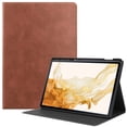 thumbnail image 1 of Allytech Galaxy Tab S8 Plus 2022 X800 Case Galaxy S7 FE 2021 T730/ S7 Plus 2020 12.4" T970 Case with S Pen Holder, Slim Leather Anti-Slip Stand Folio Cover Smart Shell with Auto Wake/Sleep - Brown, 1 of 8