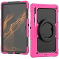 thumbnail image 1 of Allytech Galaxy Tab S8 Ultra X900 X906 Case with PET Screen Protector, Rugged Hybrid Protective Shockproof Ring Rotating Kickstand Case Cover for Samsung Galaxy Tab S8 Ultra SM-X900 - Rose+Black, 1 of 5