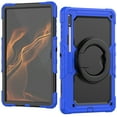 thumbnail image 1 of Allytech Galaxy Tab S8 Ultra X900 X906 Case with PET Screen Protector, Rugged Hybrid Protective Shockproof Ring Rotating Kickstand Case Cover for Samsung Galaxy Tab S8 Ultra SM-X900 - Blue+Black, 1 of 5