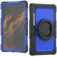thumbnail image 1 of Allytech Galaxy Tab S8 Ultra X900 X906 Case with PET Screen Protector, Rugged Hybrid Protective Shockproof Ring Rotating Kickstand Case Cover for Samsung Galaxy Tab S8 Ultra SM-X900 - Black+Blue, 1 of 6