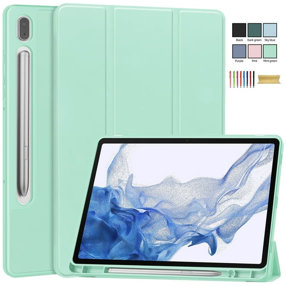 Allytech Galaxy Tab S9+ Case 12.4" SM-X810/X816/818, Trifold Stand Smart Cover Auto Sleep Wake Protective Shockproof With Pencil Holder Slim Cover Case for Samsung Galaxy Tab S9+ Plus 2023 - Mint
