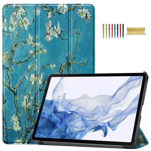 Allytech Galaxy Tab S9 X710 Case 11", PU Leather Hard Back Cover Auto Sleep Wake Shockproof Protective Kickstand Slim Case Shell for Samsung Galaxy Tab S9 11" - Blossom