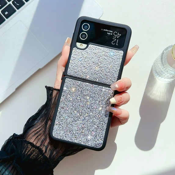 Allytech Galaxy Z Flip 3 Case Glitter Bling, Gradient Luxury Back Cover Case for Girls Women Shockproof Anti-Scratch Bumper Phone Case for Samsung Galaxy Z Flip 3 5G - Gray