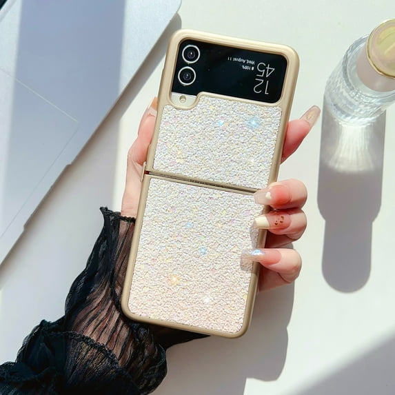 Allytech Galaxy Z Flip 3 Case Glitter Bling, Gradient Luxury Back Cover Case for Girls Women Shockproof Anti-Scratch Bumper Phone Case for Samsung Galaxy Z Flip 3 5G - Gold