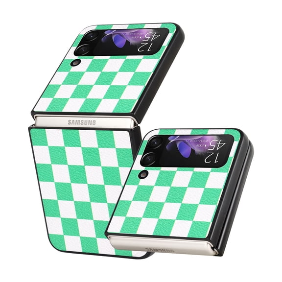 Allytech Galaxy Z Flip 3 Cover, Flip 3 Case, Drop Protection Scratch Resistant Women Men Girls Plastic Protective Phone Cases Cover for Samsung Galaxy Z Flip 3 5G 2021, Plaid Pattern Green
