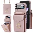 thumbnail image 1 of Allytech Galaxy Z Flip 3 Wallet Case With 1 Pcs Camera Screen Protector - Multiple Cards Slots Shoulder Strap Ring Holder Stand Protective Wallet Case for Samsung Galaxy Z Flip 3 - Rosegold, 1 of 9