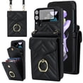 thumbnail image 1 of Allytech Galaxy Z Flip 3 Wallet Case + 1Pcs Camera Lens Protector, PU Leather Cards Holders Ring Stand Shoulder Strap Shockproof Mangetic Closure Wallet Case Cover for Samsung Galaxy Z Flip 3 - Black, 1 of 9