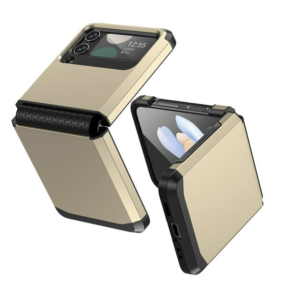 Allytech Galaxy Z Flip 4 5G Case, Rugged Military Grade Protection Shockproof Hinge Protection Anti-Scratch Bumper Phone Case Cover for Samsung Galaxy Z Flip 4 - Gold