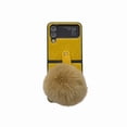 thumbnail image 1 of Allytech Galaxy Z Flip 4 Case, With Cute Girly Soft Warm Faux Fur Ball Protective Shockproof Case for Girls Women Cover for Samsung Galaxy Z Flip 4 5G Phone - Brown, 1 of 6