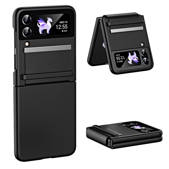 Allytech for Galaxy Z Flip 4 Case with Hinge Protection, Ultra Thin Shockproof Anti-Drop Heavy Duty Semi-Auto Hard PC Back Protective Case for Samsung Z Flip4 5G 2022, Black