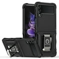 thumbnail image 1 of Allytech Galaxy Z Flip 4 Case with Kickstand, Hybrid Rugged Military Grade Protective Drop Proof Ring Holder Stand Anti-scratch Case Cover for Samsung Galaxy Z Flip 4 - Black, 1 of 8